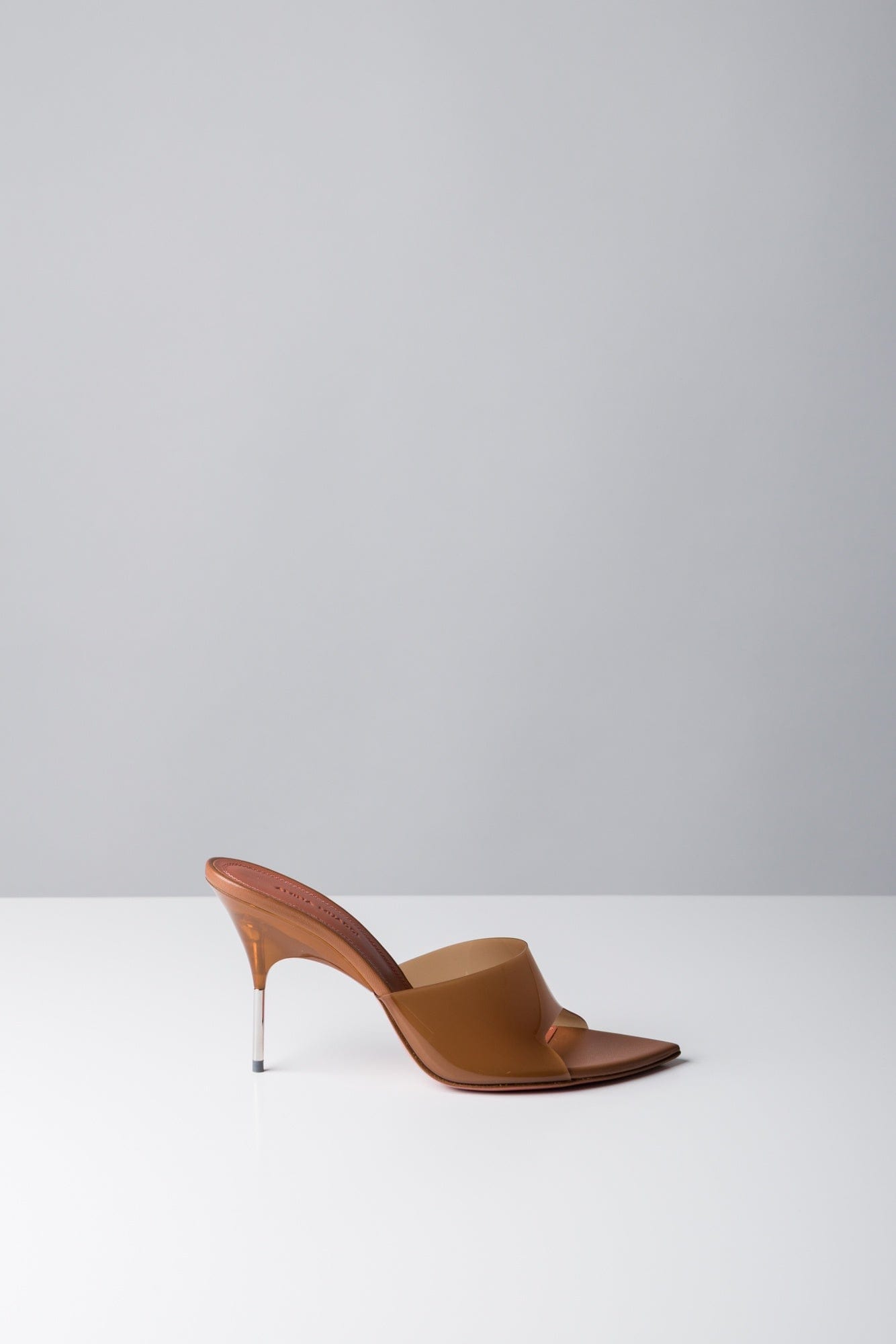 Amina Muaddi Bianca Glass Slipper in Latte