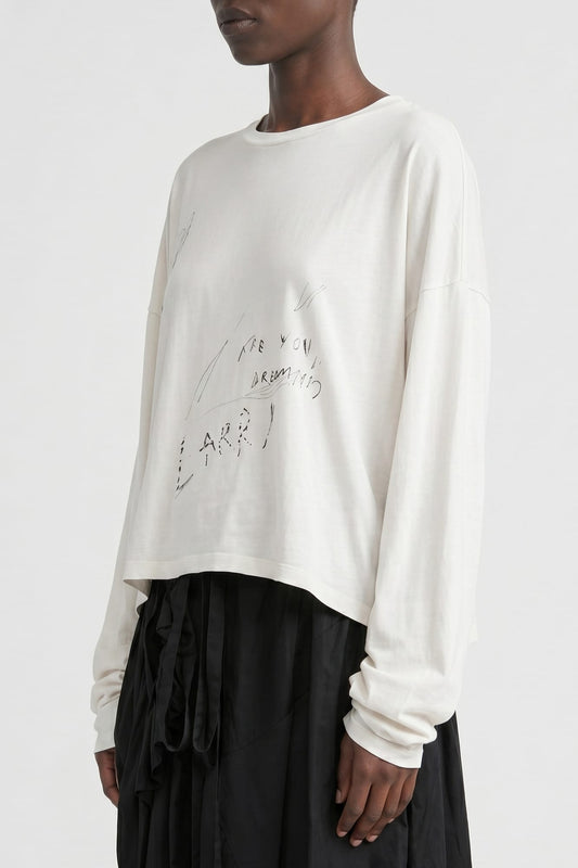 Ann Demeulemeester "Are You Dreaming" Sketch Print Long Sleeve side