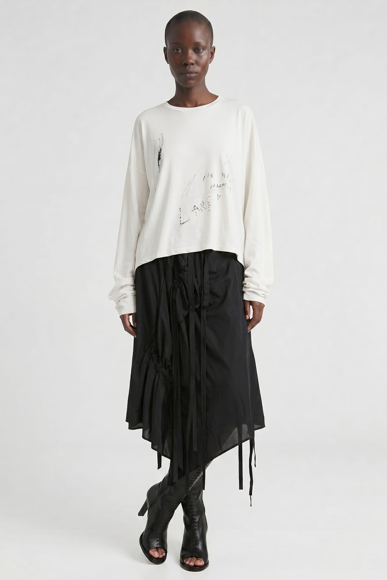 Ann Demeulemeester "Are You Dreaming" Sketch Print Long Sleeve full look