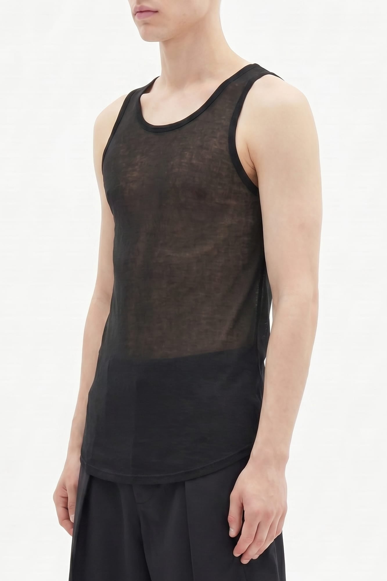 Ann Demeulemeester Boris Wrinkled Cropped Tank In Black