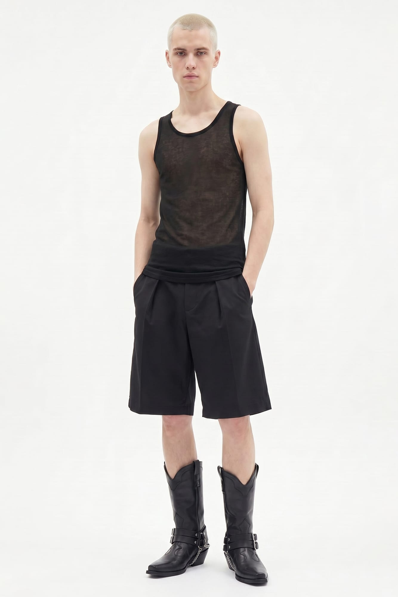 Ann Demeulemeester Boris Wrinkled Cropped Tank In Black