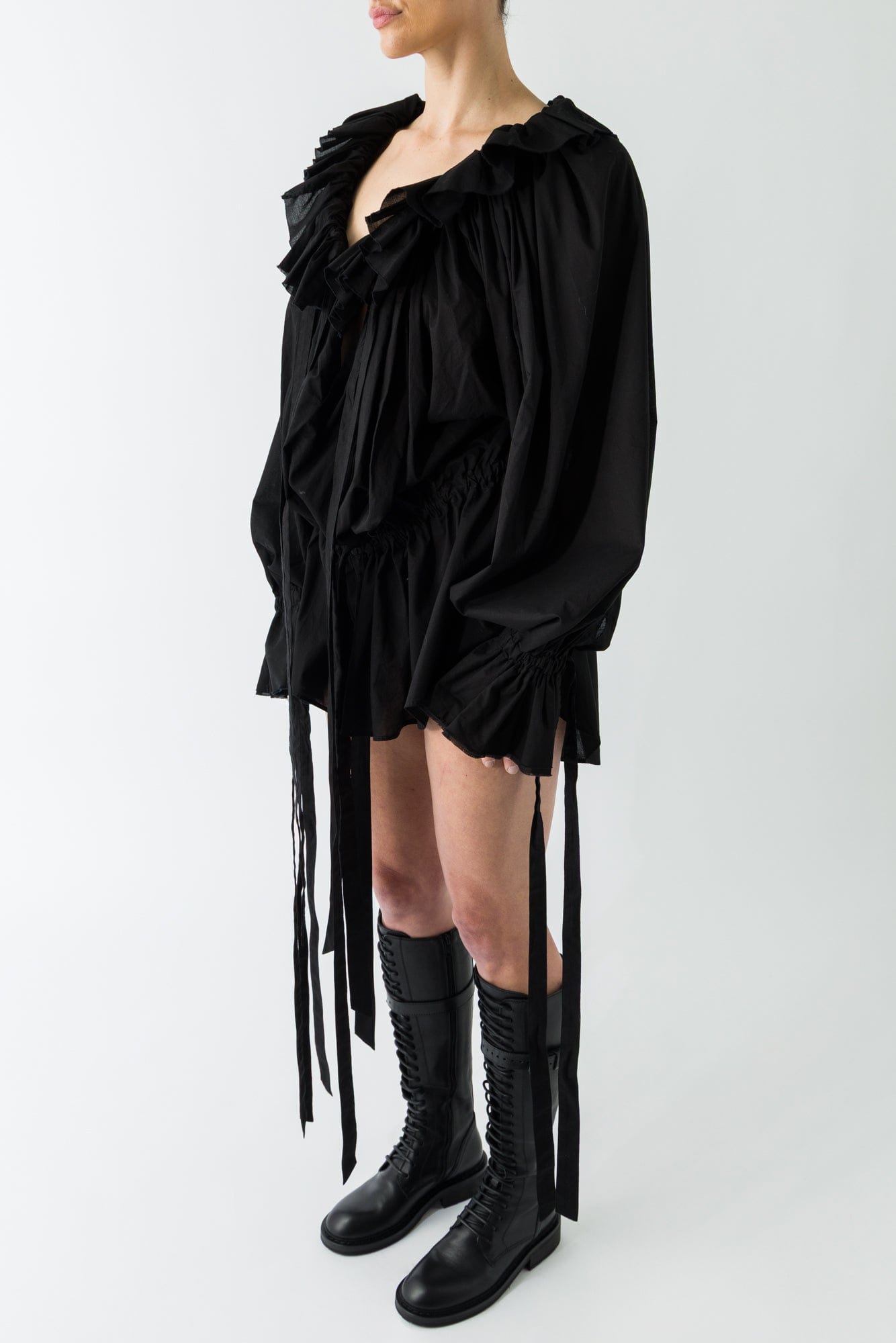 Ann Demeulemeester Bregje Ruffled Dress In Black side