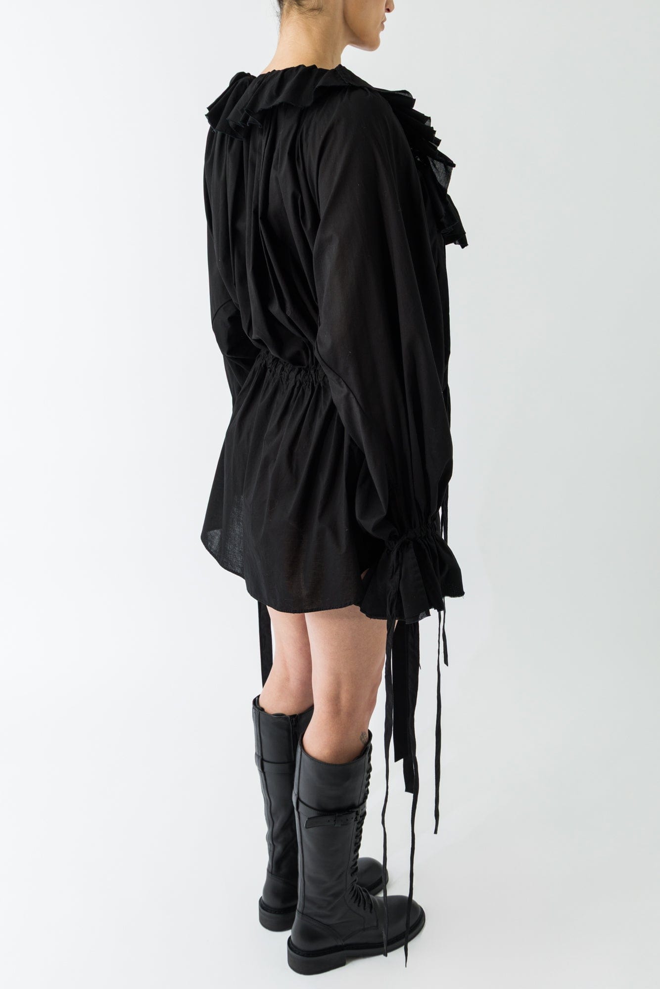 ann demeulemeester black dress Eva Long Open Back Knitted Dress Ann Demeulemeester