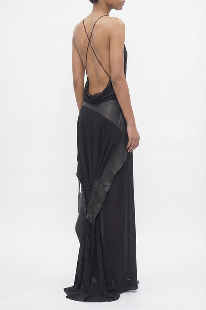 Ann Demeulemeester Dador Ruffled Long Dress In Black back