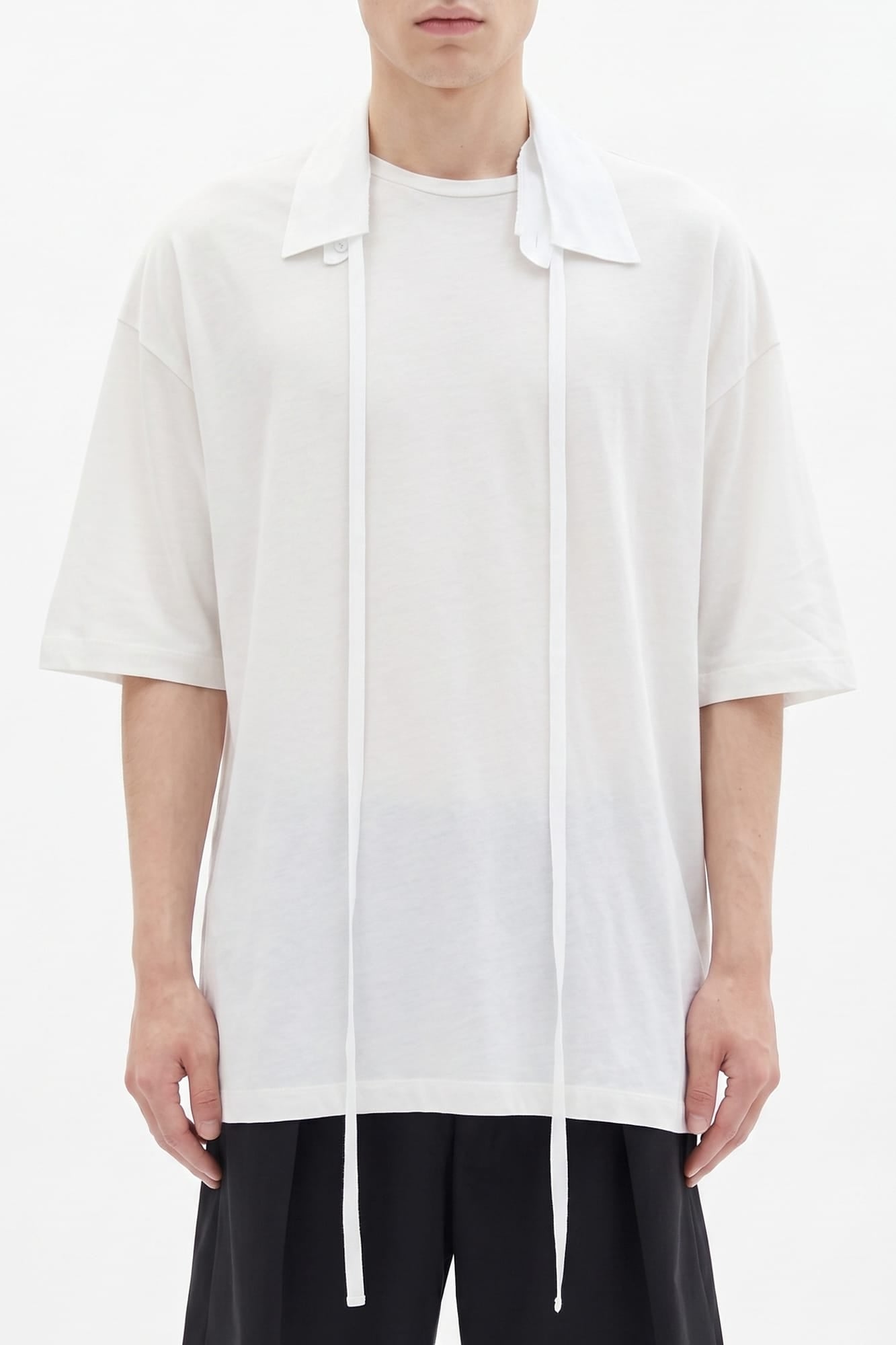 Ann Demeulemeester Danvald High Comfort Collar Detail T-Shirt in Ivory SS26