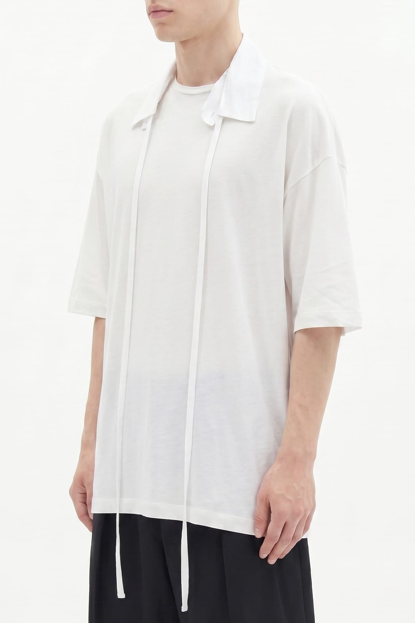 Ann Demeulemeester Danvald High Comfort Collar Detail T-Shirt in Ivory SS26 side