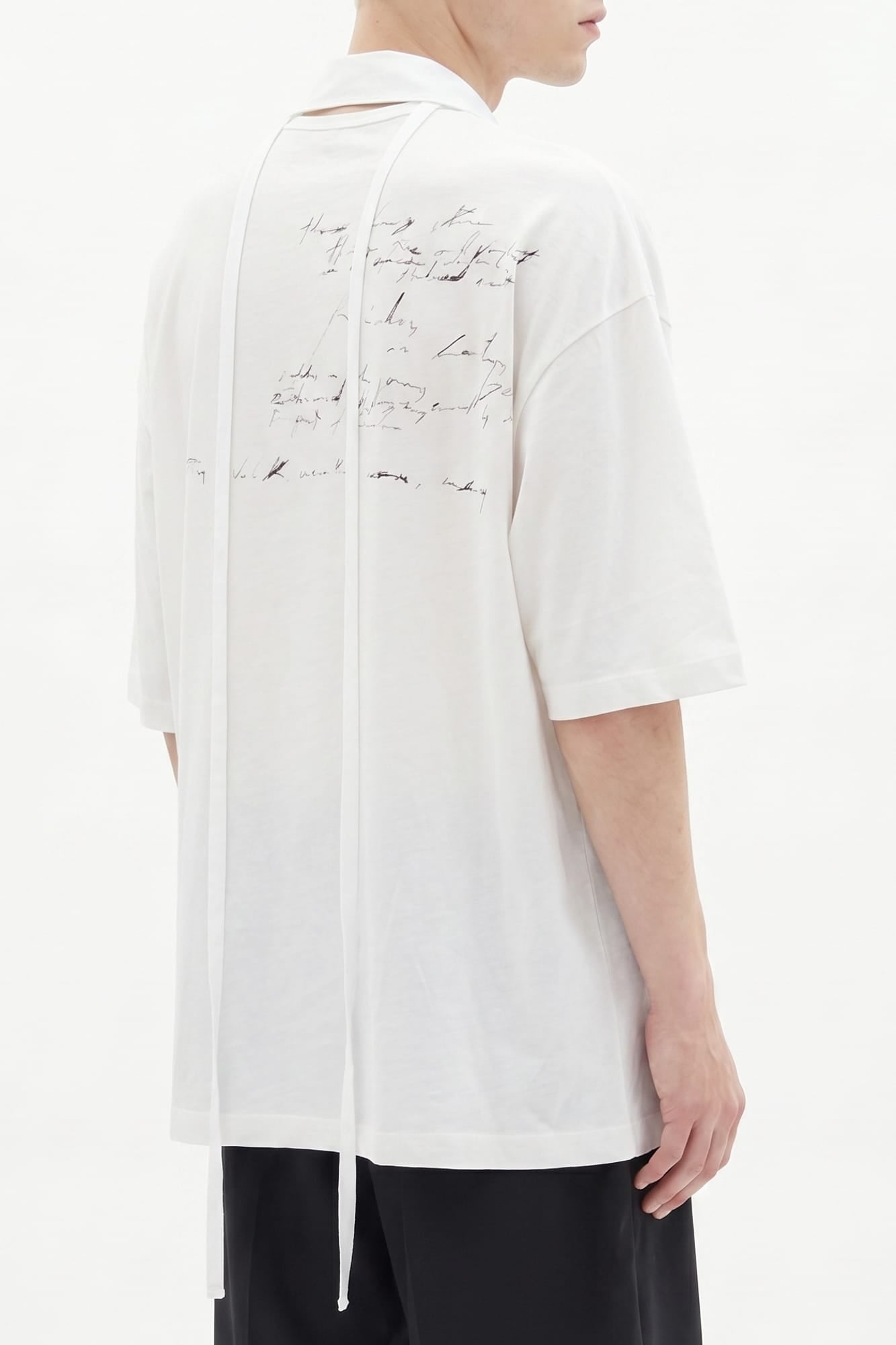 Ann Demeulemeester Danvald High Comfort Collar Detail T-Shirt in Ivory SS26