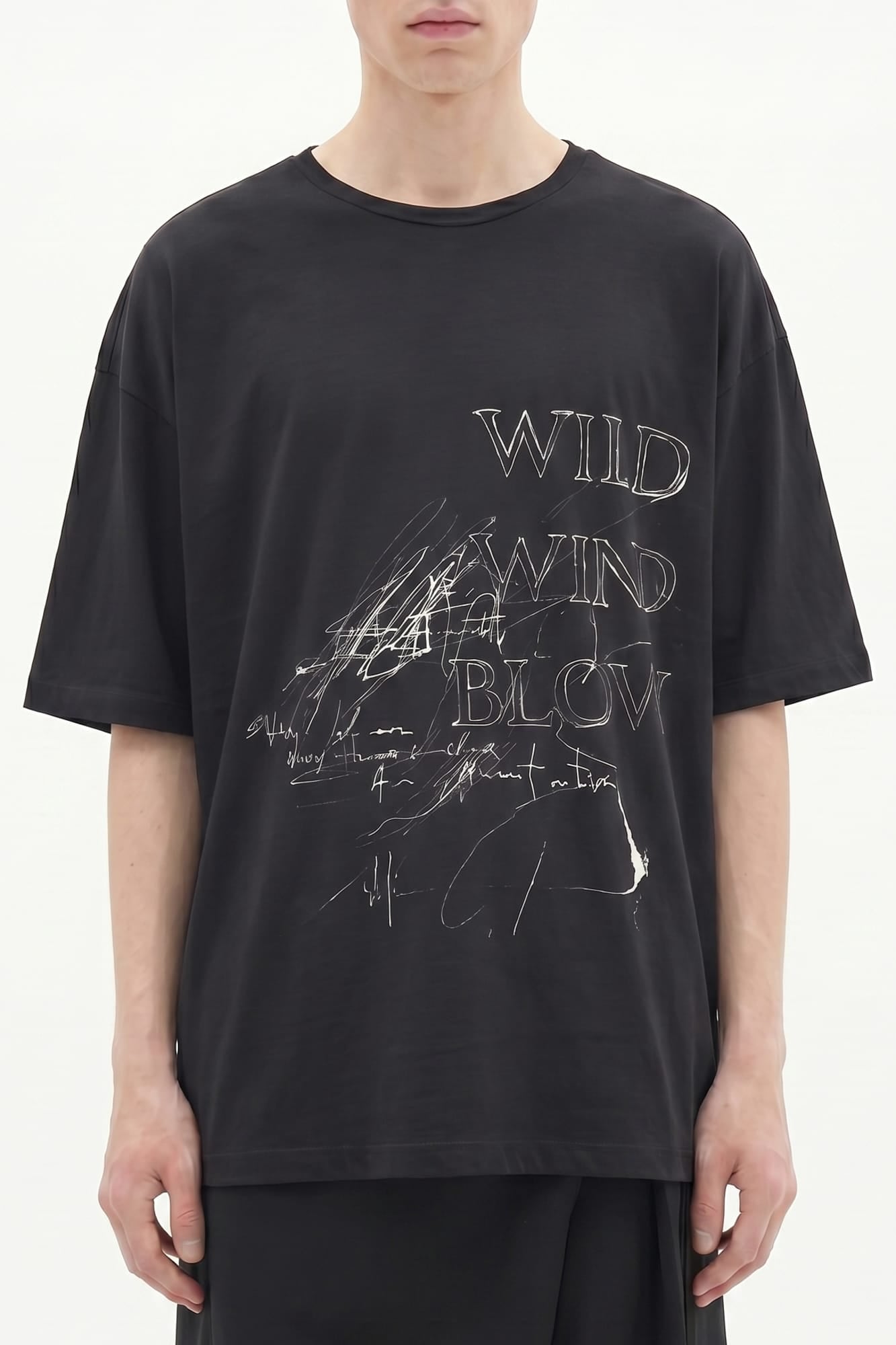 Ann Demeulemeester Dieter High Comfort Graphic T-Shirt in Black SS26