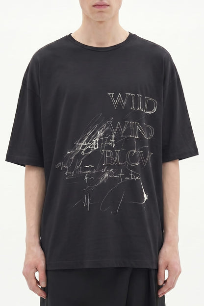 Ann Demeulemeester Dieter High Comfort Graphic T-Shirt in Black SS26