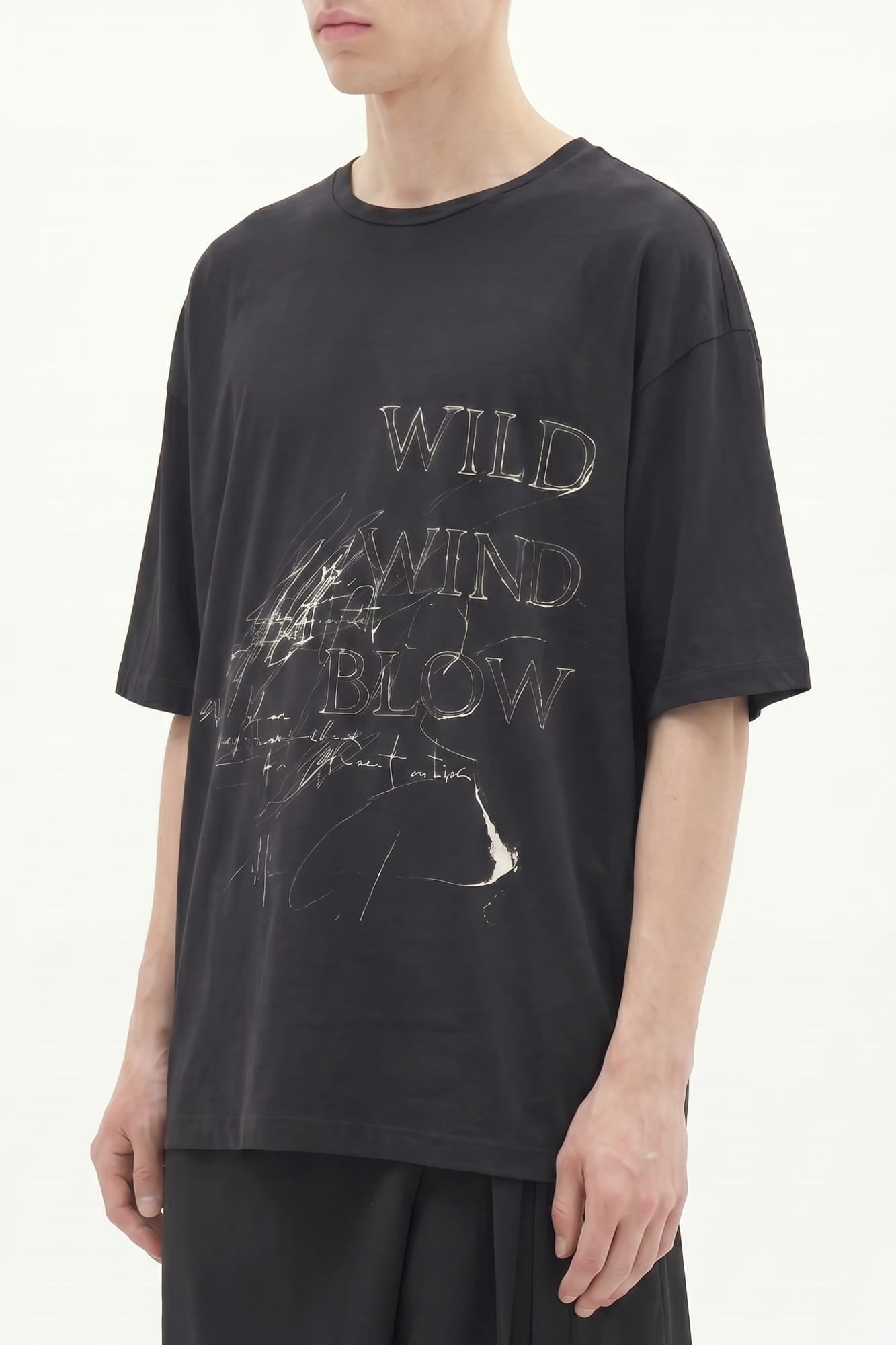 Ann Demeulemeester Dieter High Comfort Graphic T-Shirt in Black SS26