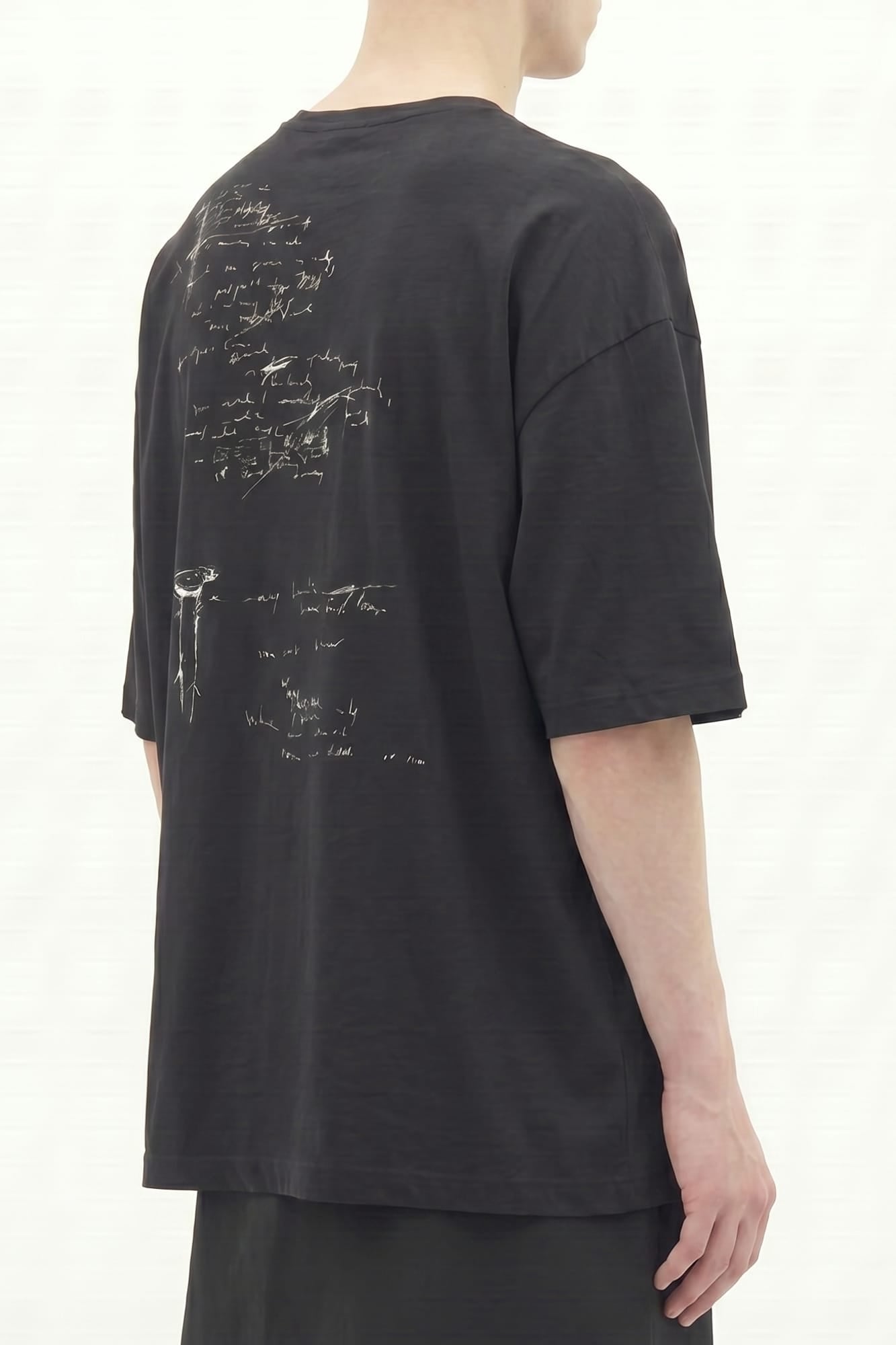 Ann Demeulemeester Dieter High Comfort Graphic T-Shirt in Black SS26