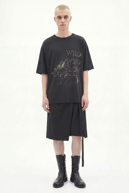Ann Demeulemeester Dieter High Comfort Graphic T-Shirt in Black SS26 full look