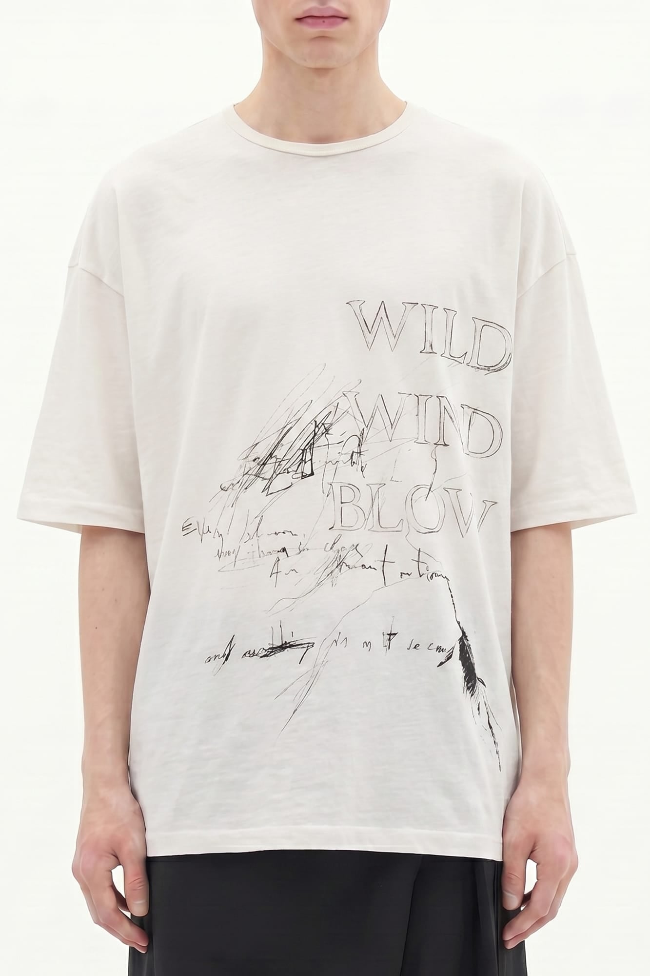 Ann Demeulemeester Dieter High Comfort Graphic T-Shirt in Ivory SS26