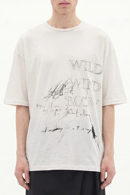 Ann Demeulemeester Dieter High Comfort Graphic T-Shirt in Ivory SS26
