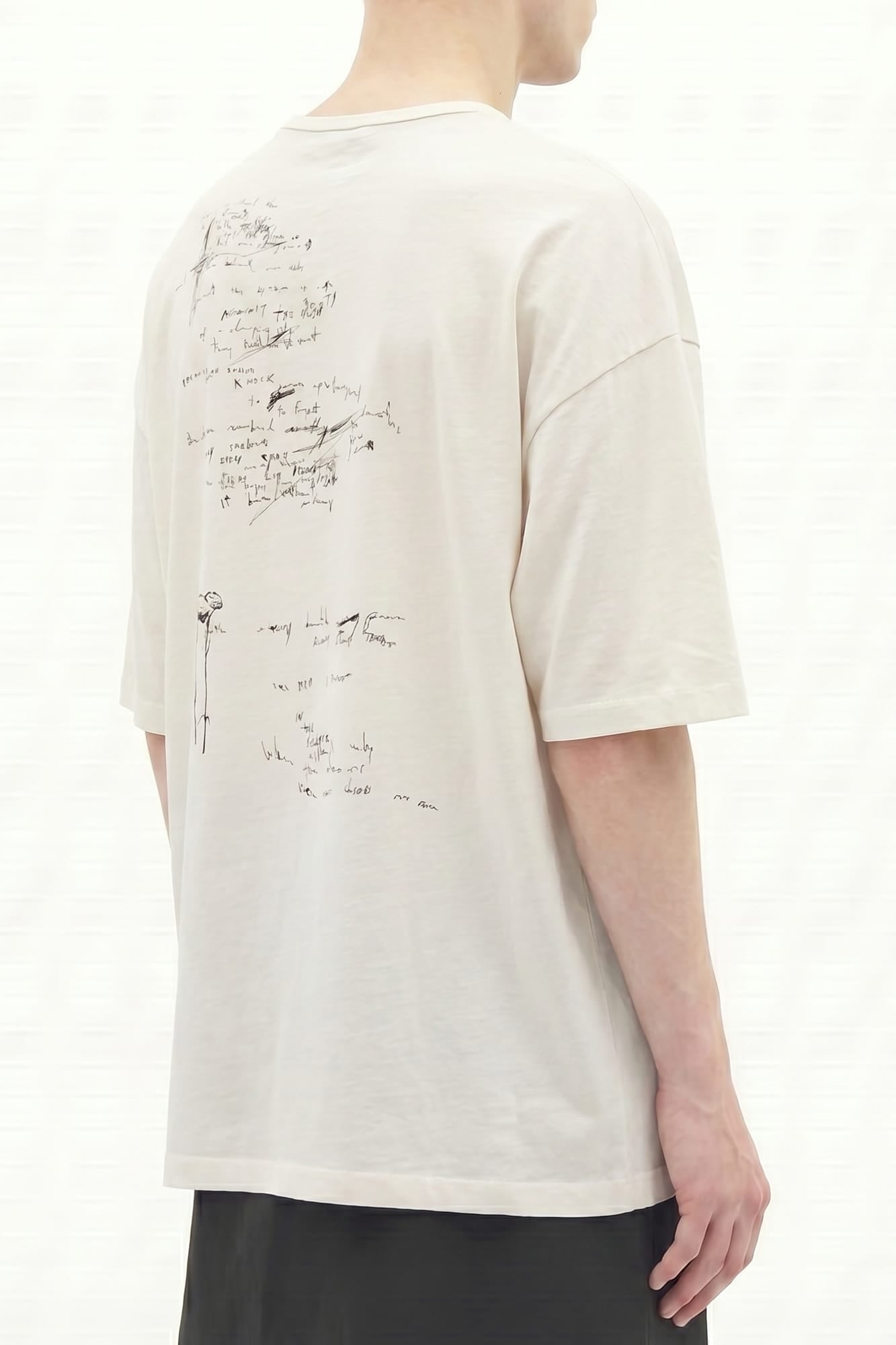 Ann Demeulemeester Dieter High Comfort Graphic T-Shirt in Ivory SS26 back