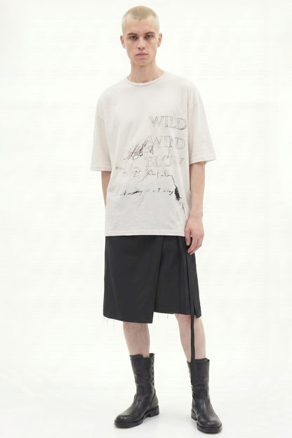 Ann Demeulemeester Dieter High Comfort Graphic T-Shirt in Ivory SS26 full look