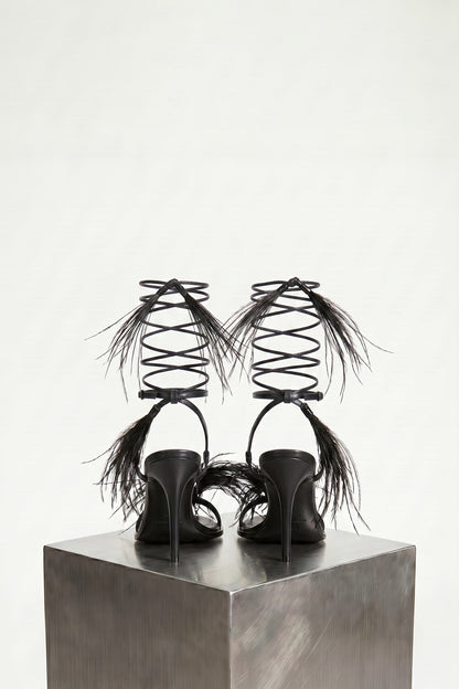 Ann Demeulemeester Elya Heeled Sandals with Feathers back