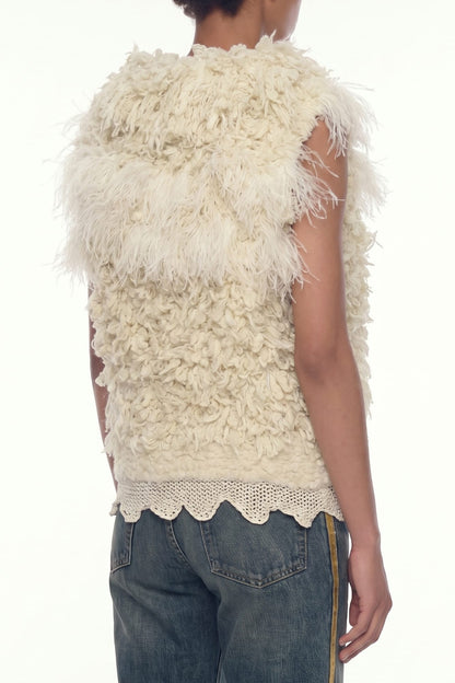 Ann Demeulemeester Emke Feathered Vest In Natural White back