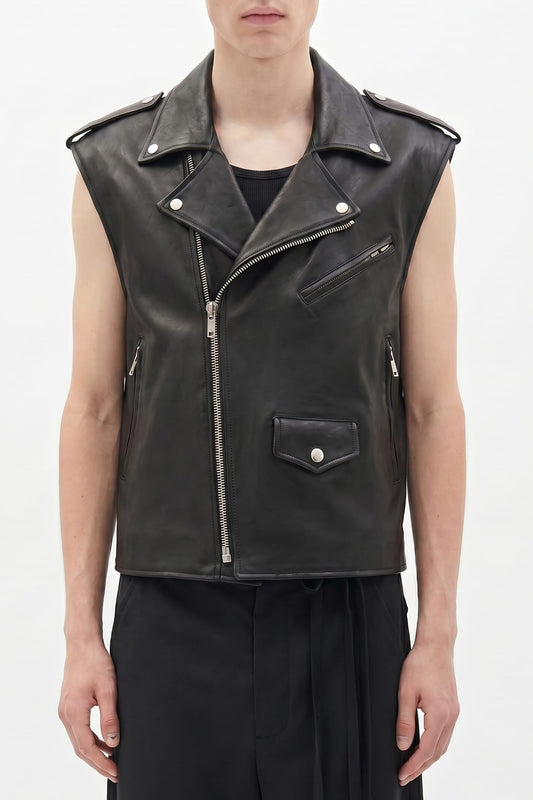 Ann Demeulemeester Faltin Sleeveless Perfecto Leather Vest SS26
