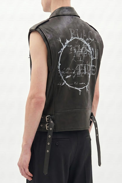 Ann Demeulemeester Faltin Sleeveless Perfecto Leather Vest SS26 back