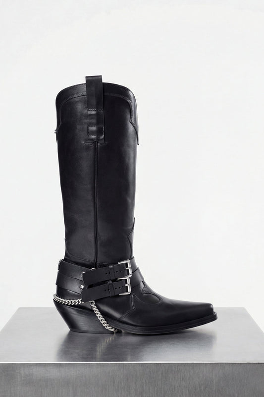 Ann Demeulemeester Finnbo Santiags Belted Boots In Black
