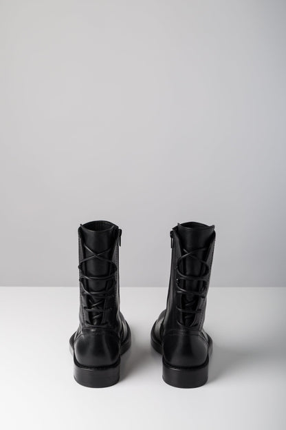 Ann Demeulemeester Heiko Laced Ankle Boots In Black back