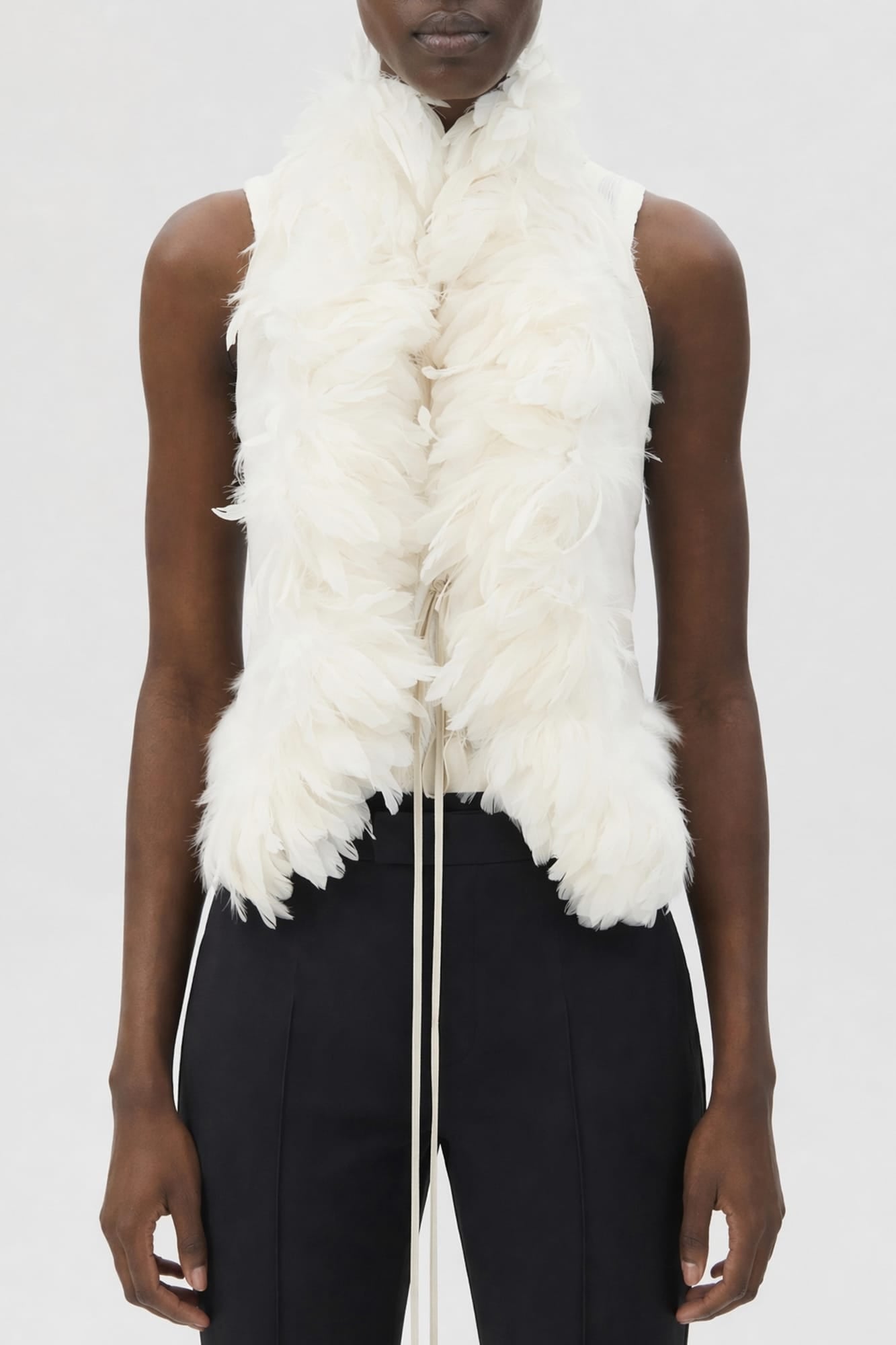 Ann Demeulemeester Idje Open Waistcoat with Feathers