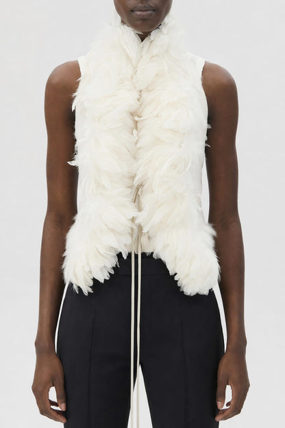 Ann Demeulemeester Idje Open Waistcoat with Feathers