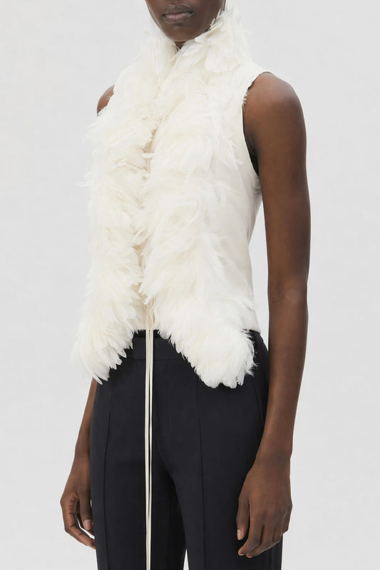Ann Demeulemeester Idje Open Waistcoat with Feathers side