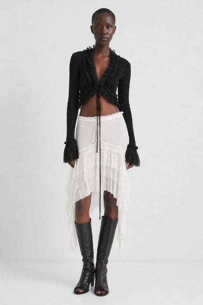 Ann Demeulemeester Jedi Long Sleeve with Silk Ruffles full look