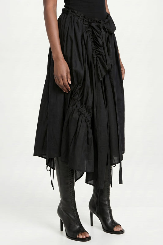 Ann Demeulemeester Maike Ruffled Midi Skirt In Black side
