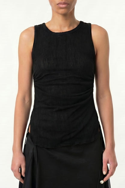 Ann Demeulemeester Mara Wrinkled Cropped Tank In Black