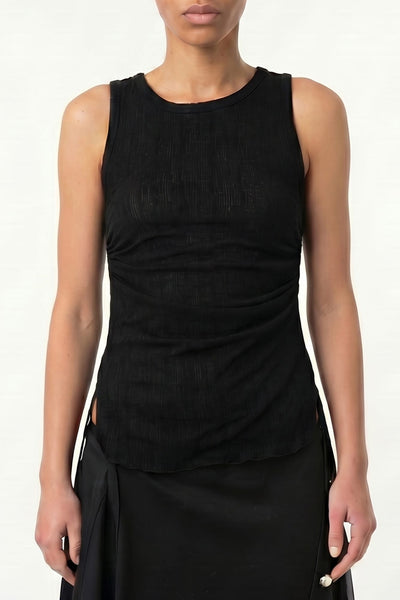 Ann Demeulemeester Mara Wrinkled Cropped Tank In Black – Antidote
