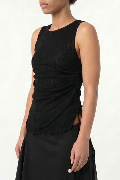 Ann Demeulemeester Mara Wrinkled Cropped Tank In Black side