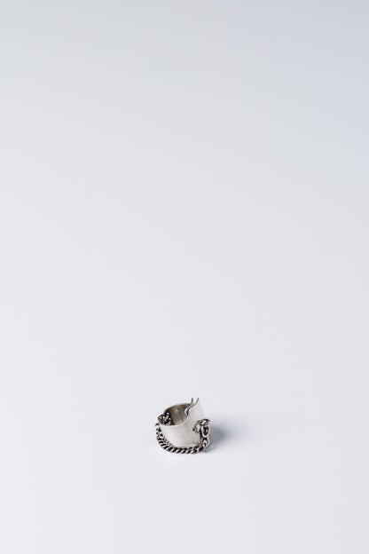 Ann Demeulemeester Martine Lockring In Antique Silver side with chain