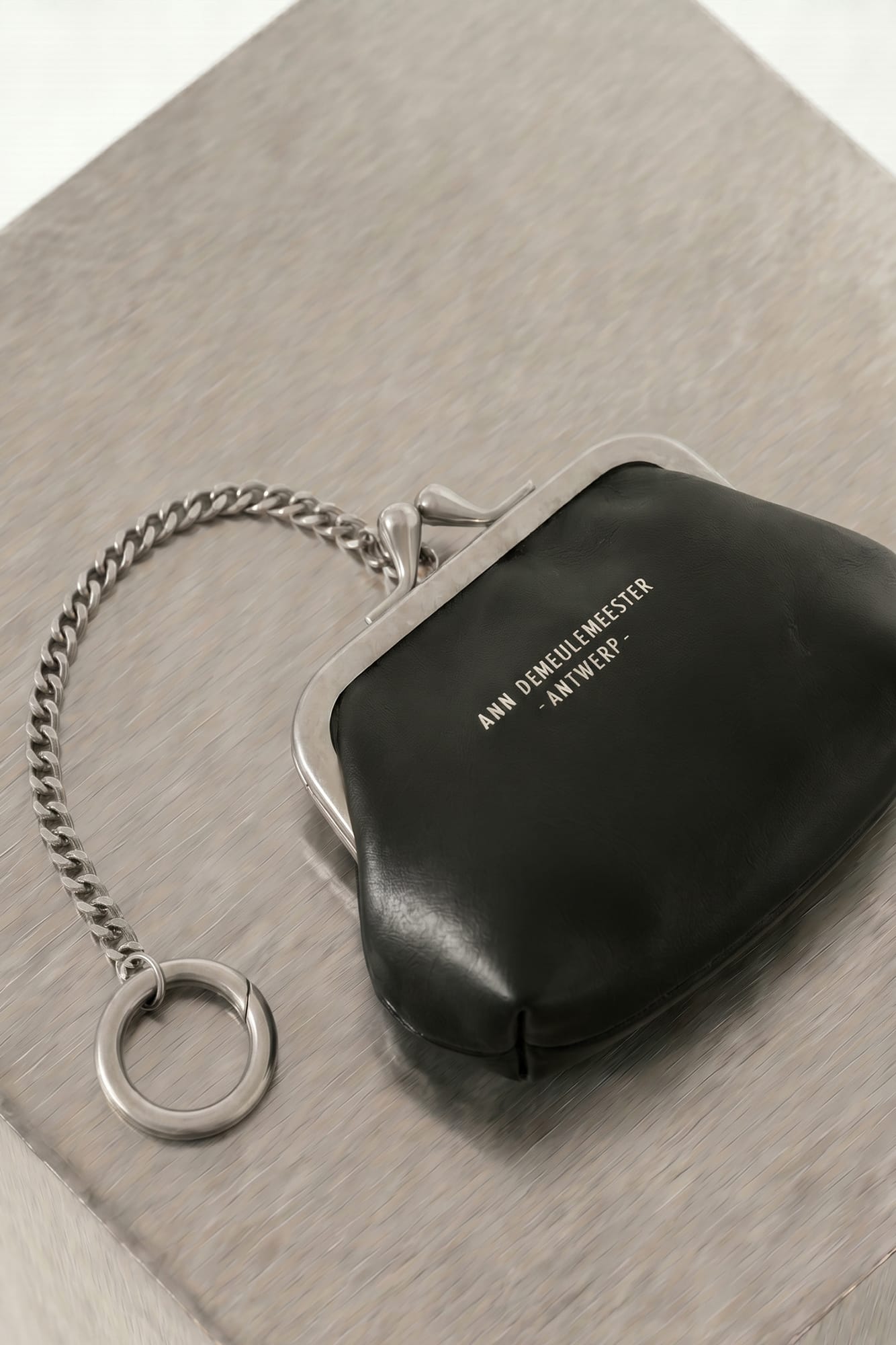 Ann Demeulemeester Padma Coin Wallet with Chain closeup 