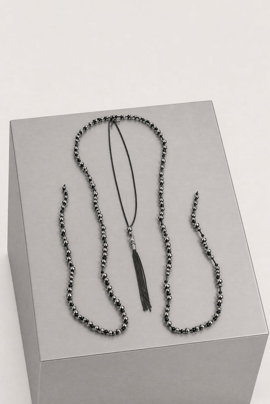 Ann Demeulemeester Pia Pearls And Chains Necklace In Black