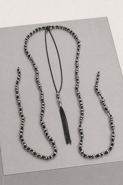Ann Demeulemeester Pia Pearls And Chains Necklace In Black 2