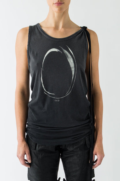 Ann Demeulemeester Seva Infinite Feathers Tank In Faded Black