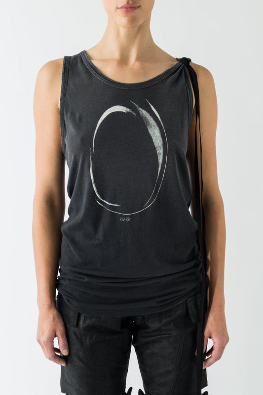 Ann Demeulemeester Seva Infinite Feathers Tank In Faded Black