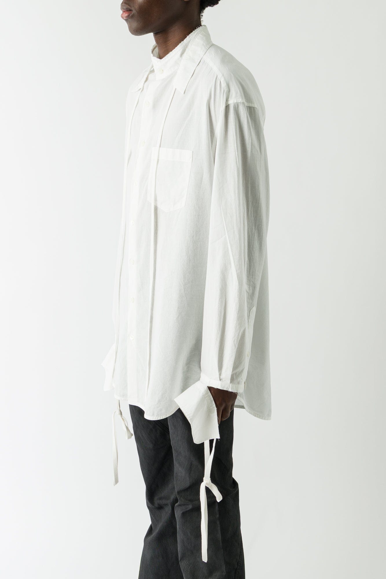 Ann Demeulemeester Wille Cuffed Long Sleeve Shirt In Light Cotton side