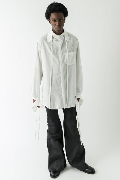 Ann Demeulemeester Wille Cuffed Long Sleeve Shirt In Light Cotton full look
