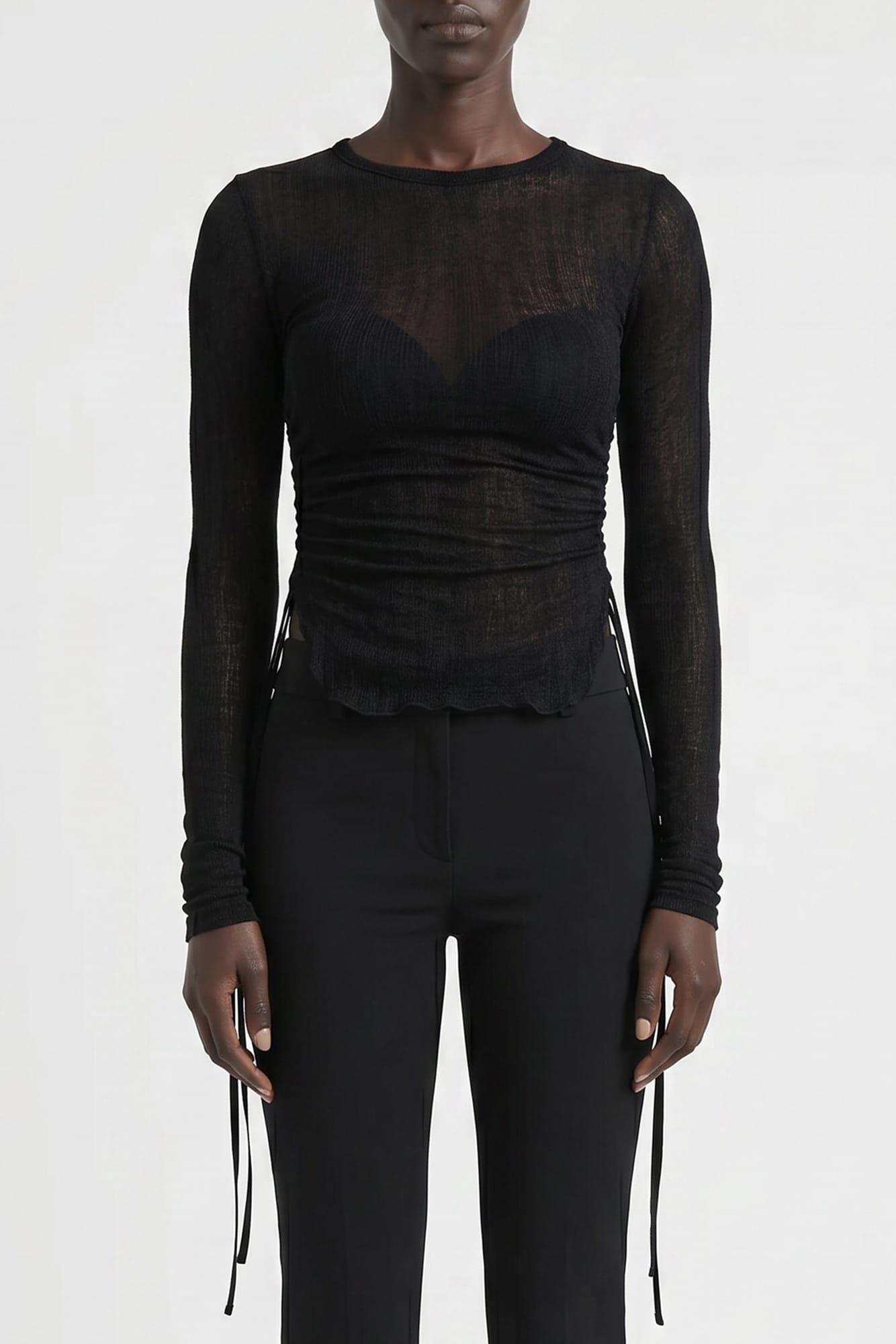 Ann Demeulemeester Oke Wrinkled Long Sleeve Shirt In Black