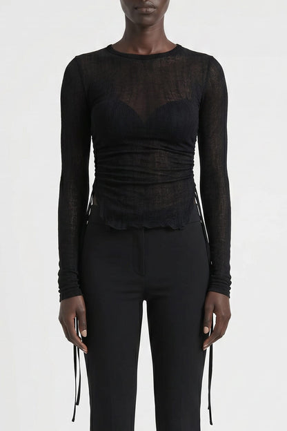 Ann Demeulemeester Oke Wrinkled Long Sleeve Shirt In Black