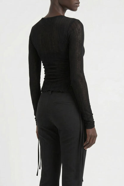 Ann Demeulemeester Oke Wrinkled Long Sleeve Shirt In Black back