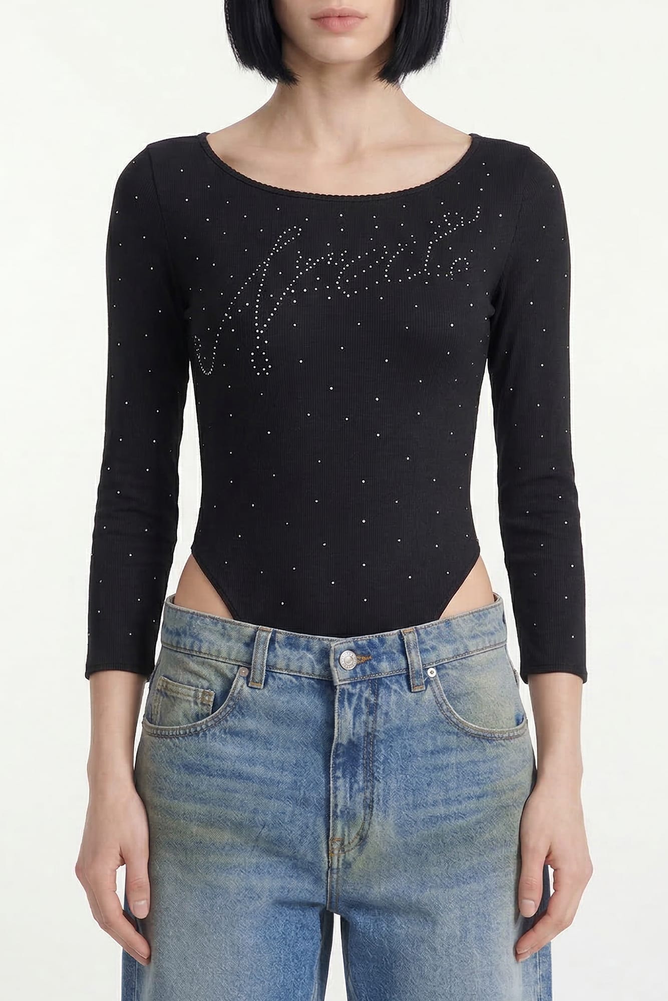 Area Pointelle Bodysuit with Logo