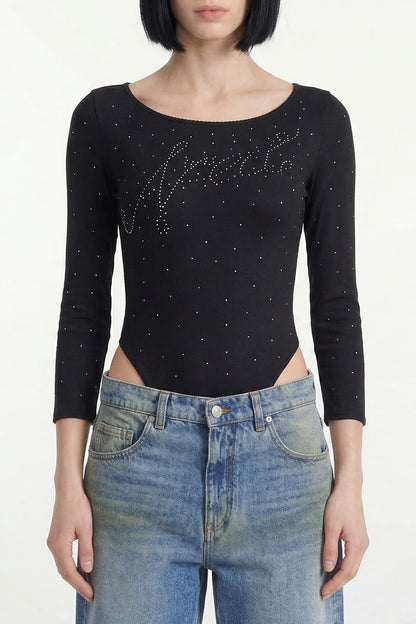 Area Pointelle Bodysuit with Logo