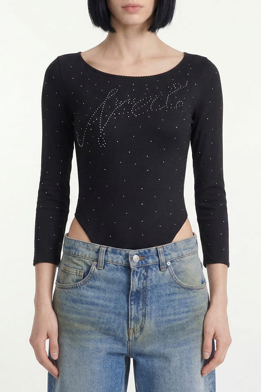 Area Pointelle Bodysuit with Logo