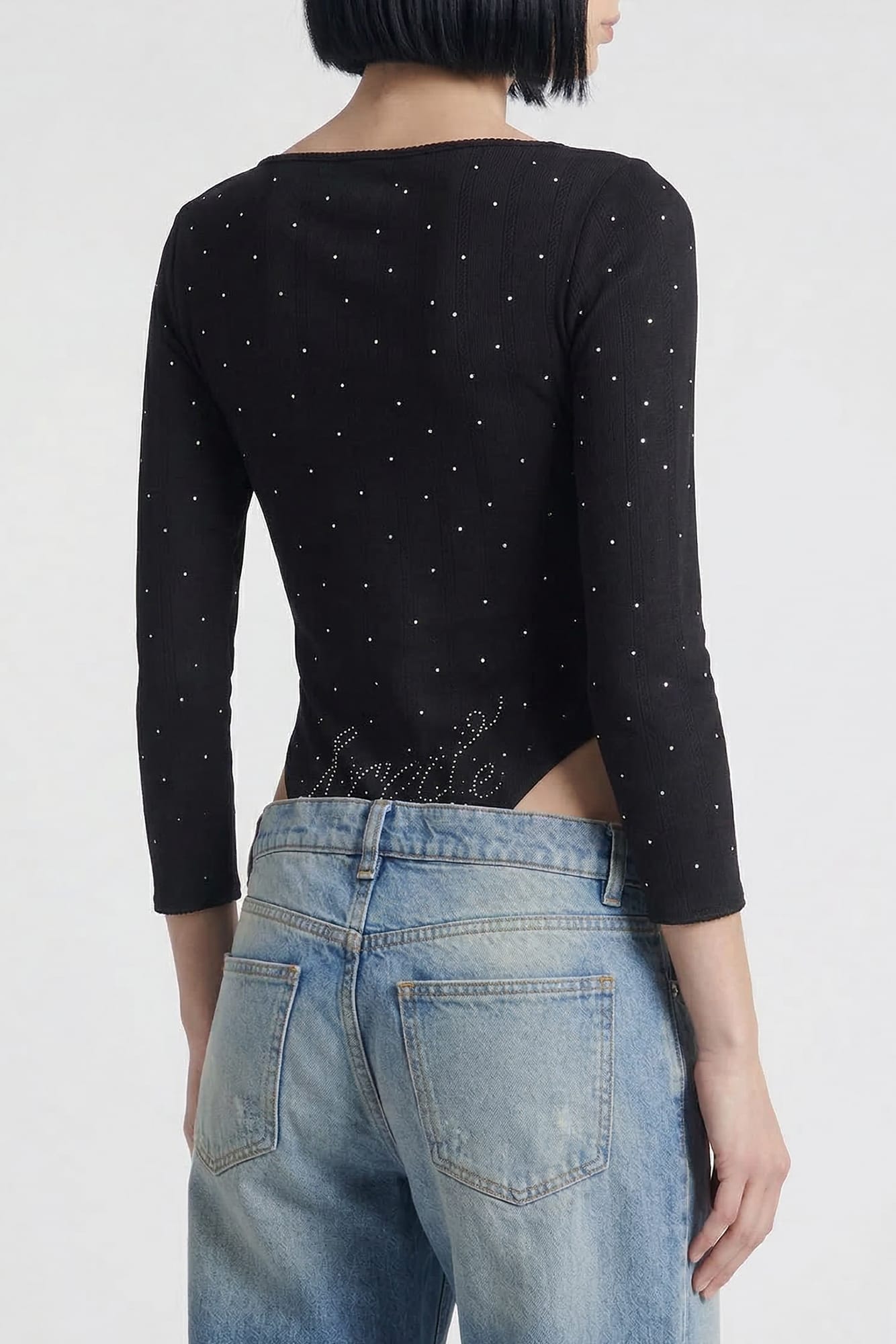 Area Pointelle Bodysuit with Logo
