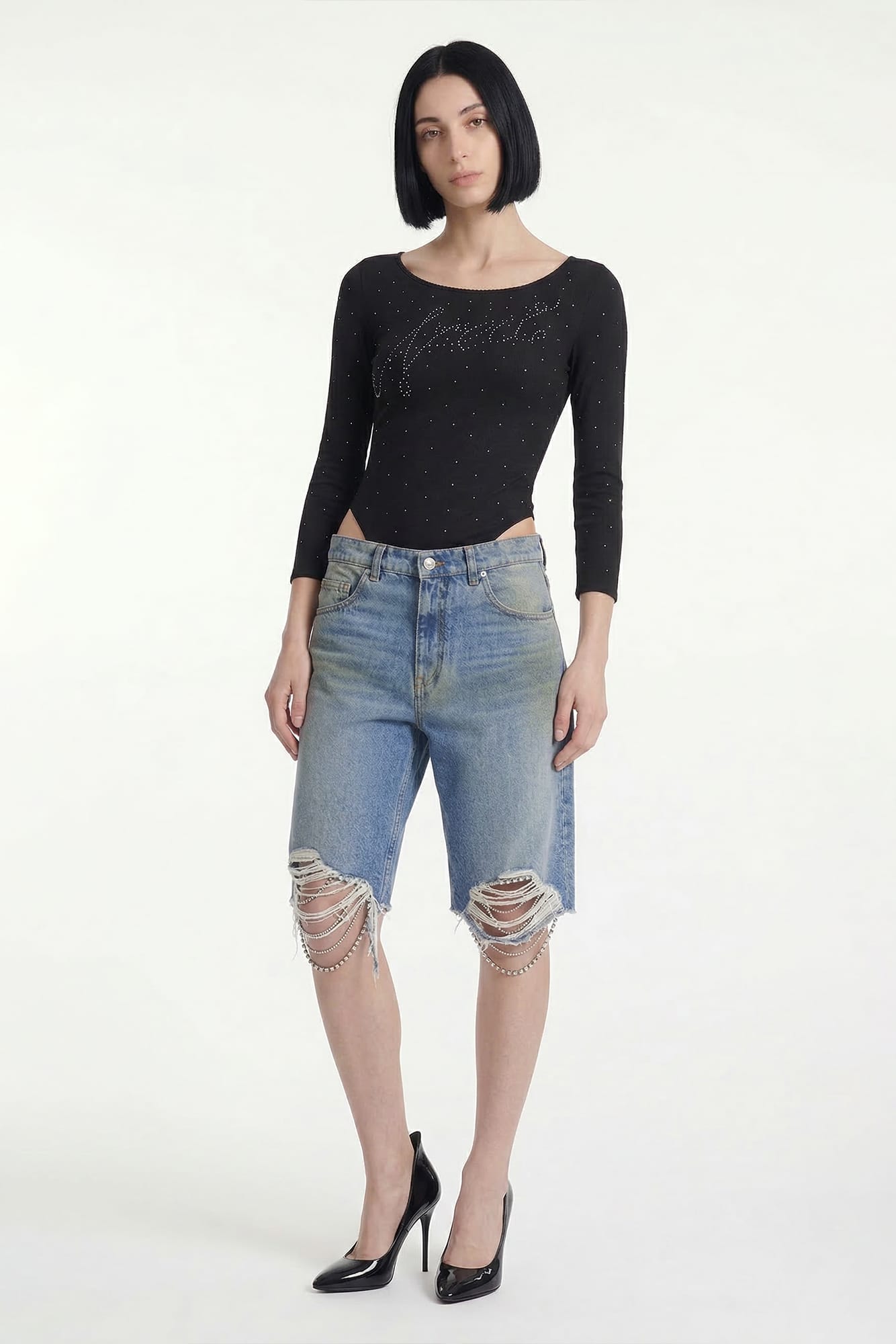 Area Pointelle Bodysuit with Logo
